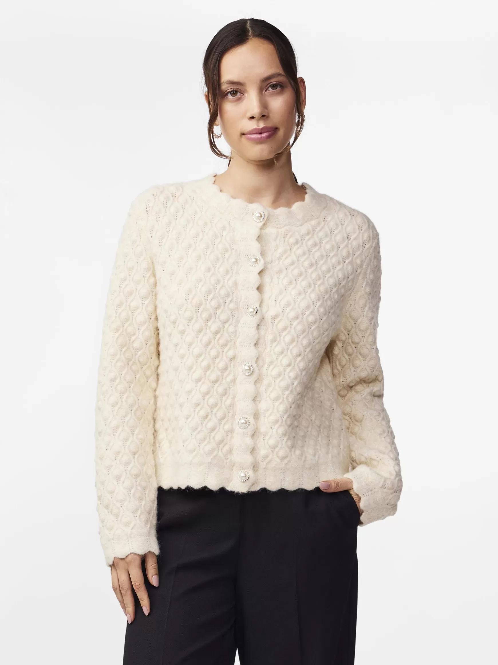 Outlet YAS BUBBLE STRIKKET CARDIGAN Birch