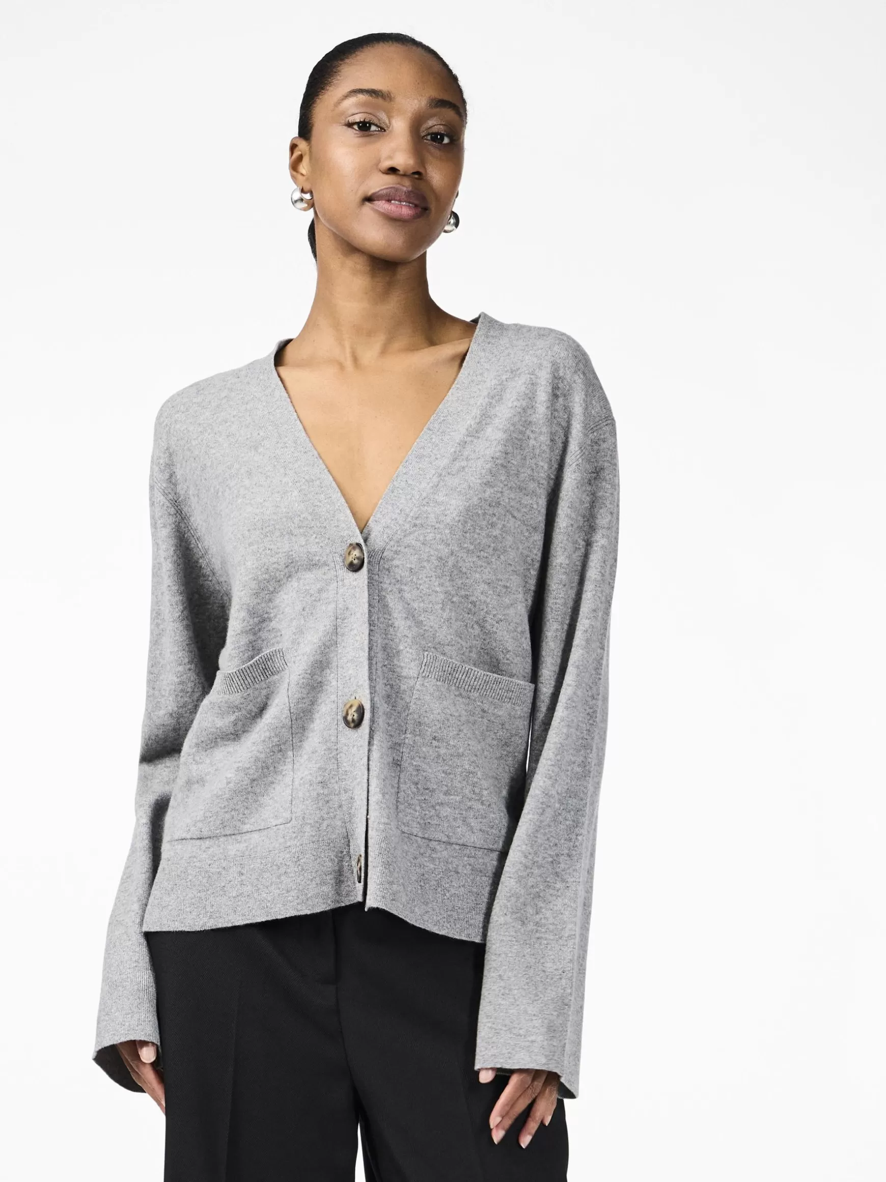 Fashion YAS EMILIE STRIKKET CARDIGAN LightGreyMelange