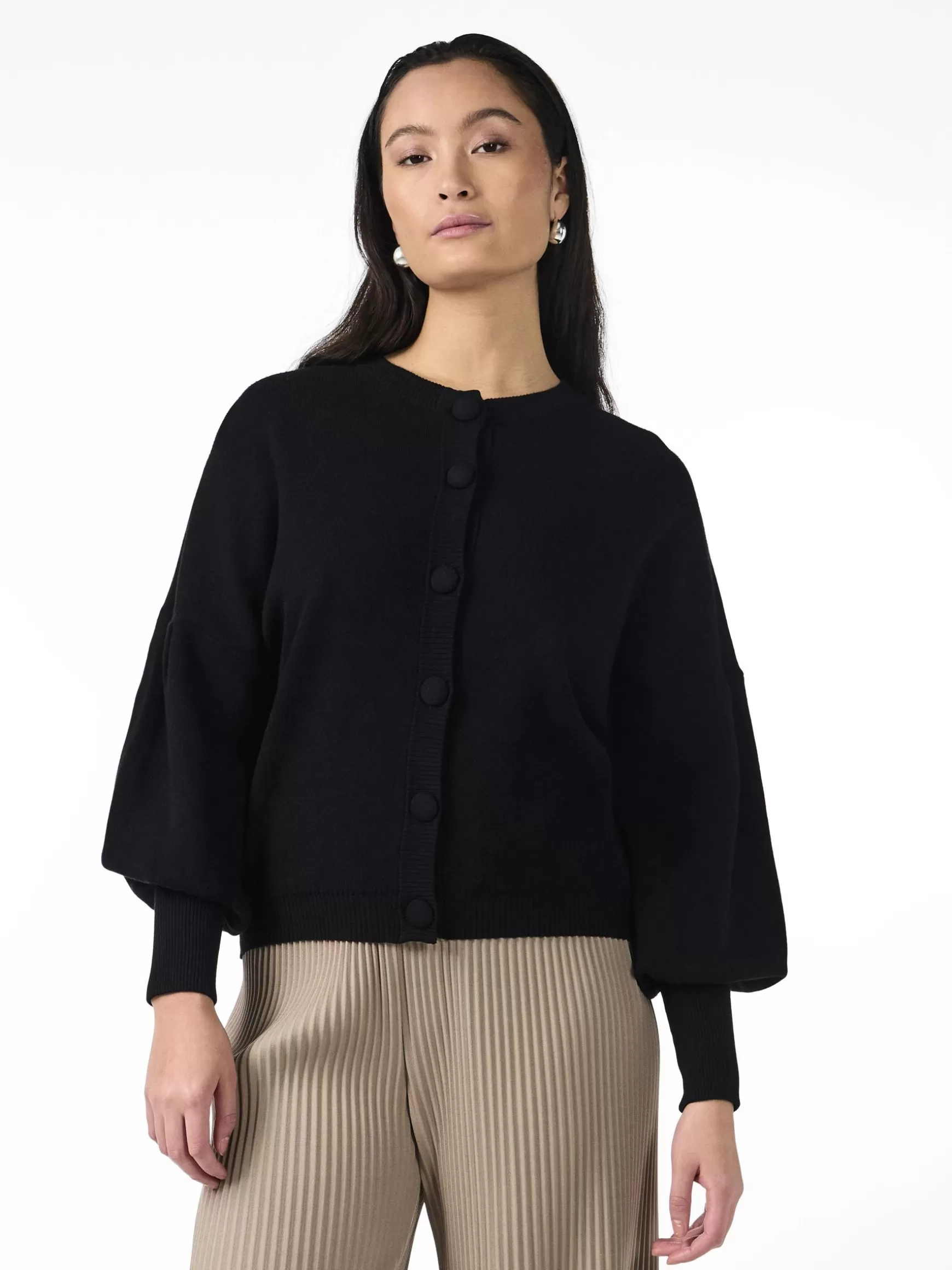 New YAS FONNY STRIKKET CARDIGAN Black