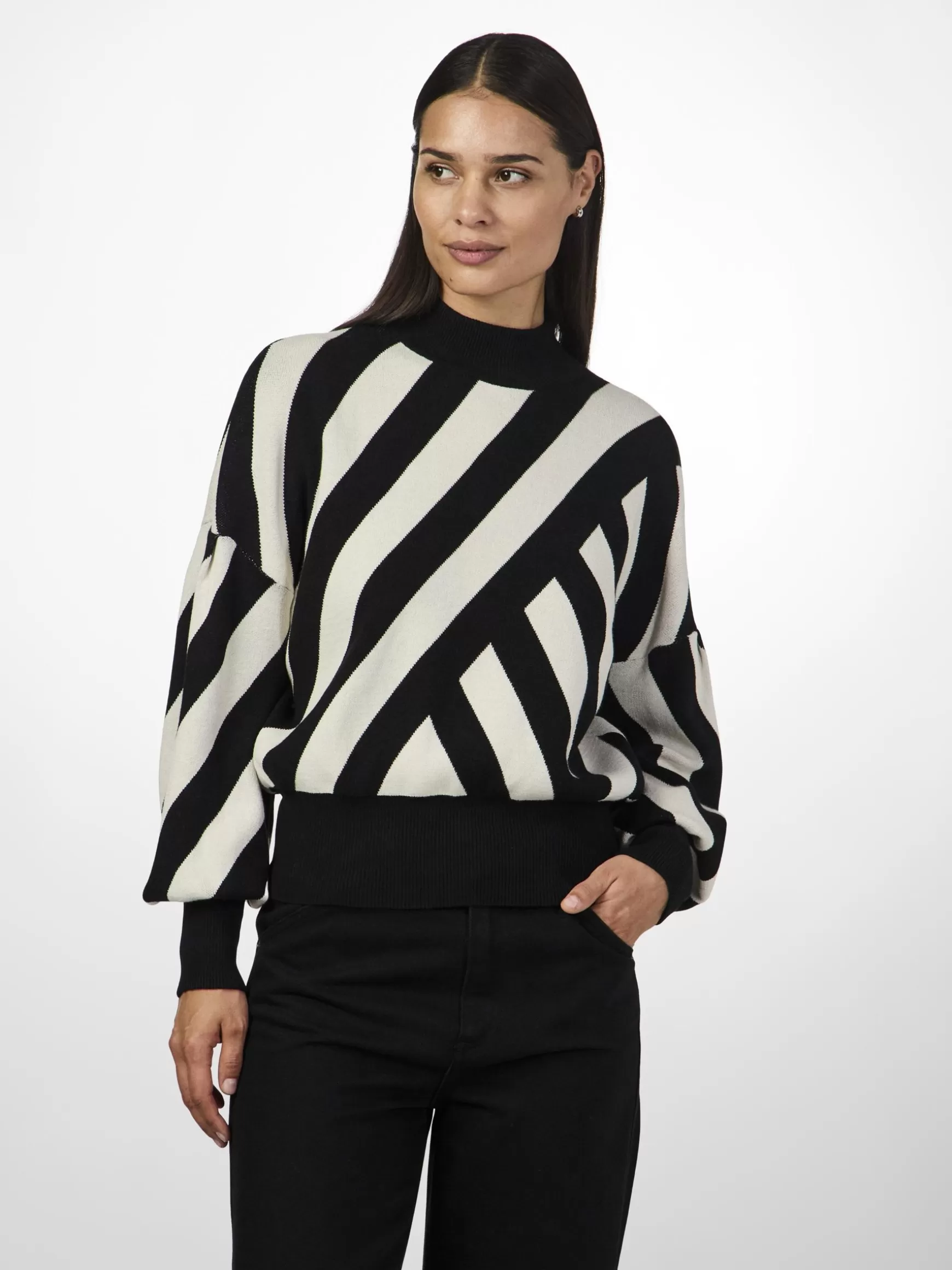 Discount YAS FONNY STRIKKET PULLOVER Black