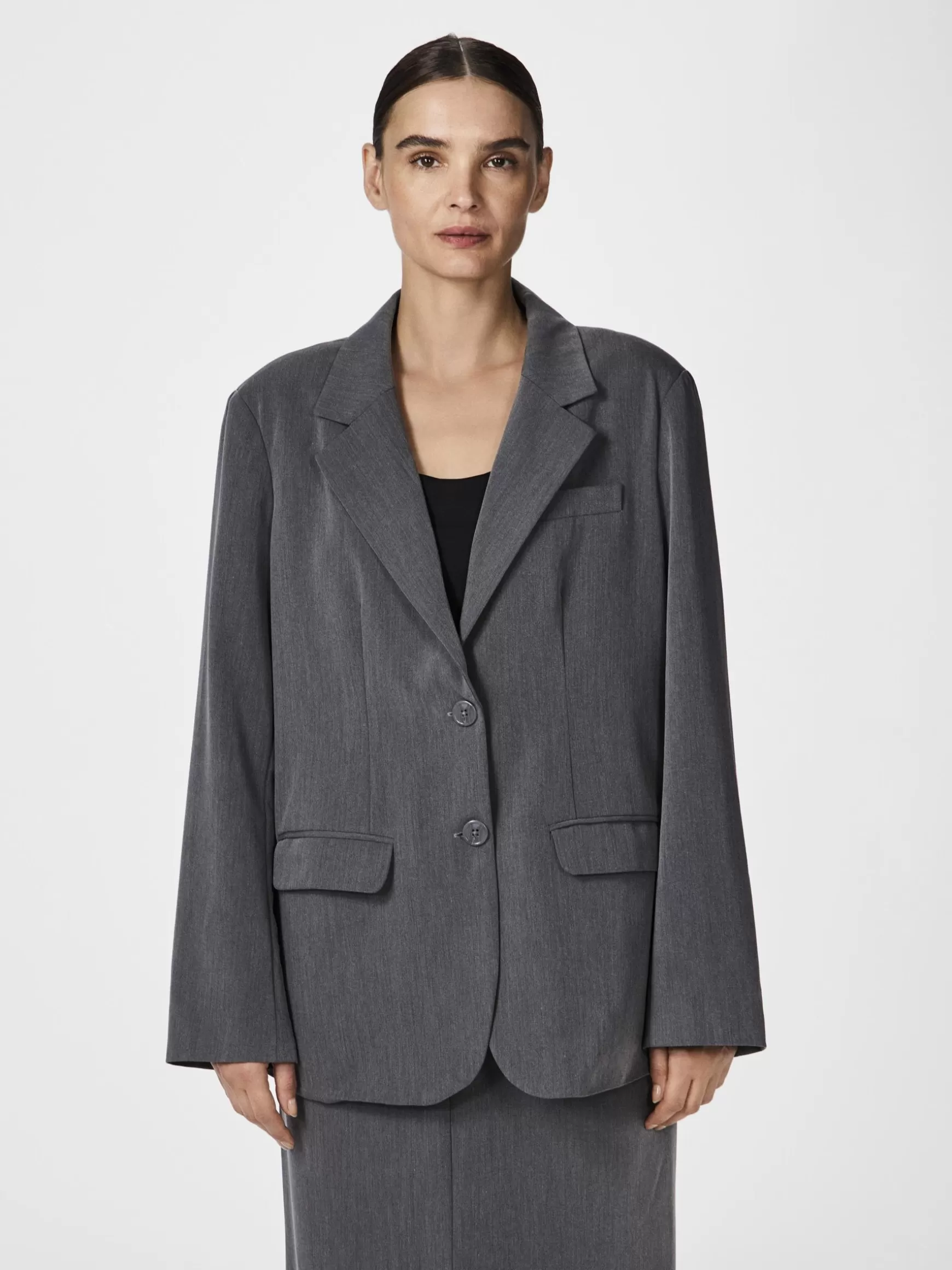 Shop YAS FRANSESCA OVERSIZED BLAZER Thunderstorm