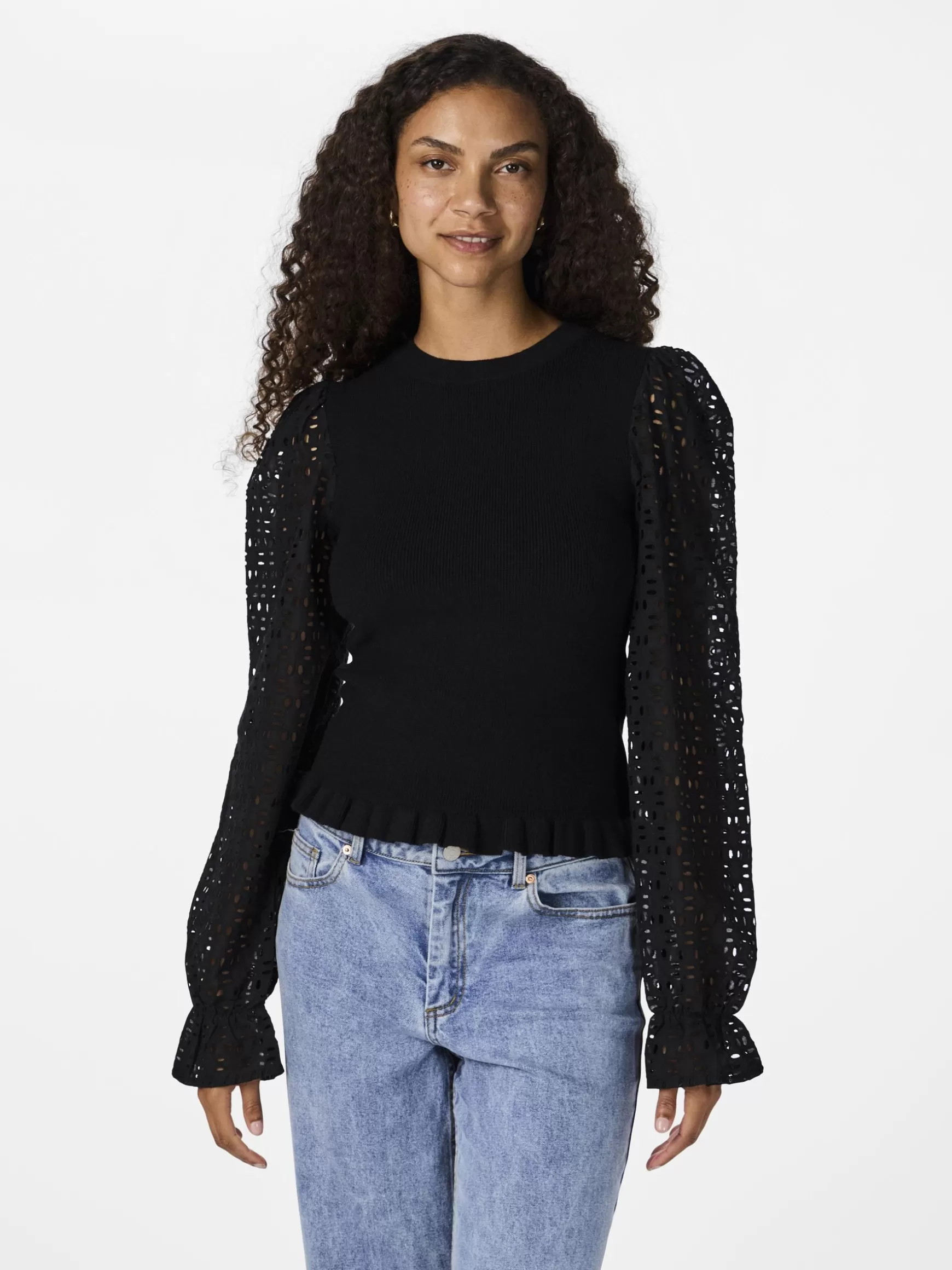 Best YAS HOLLI STRIKKET PULLOVER Black