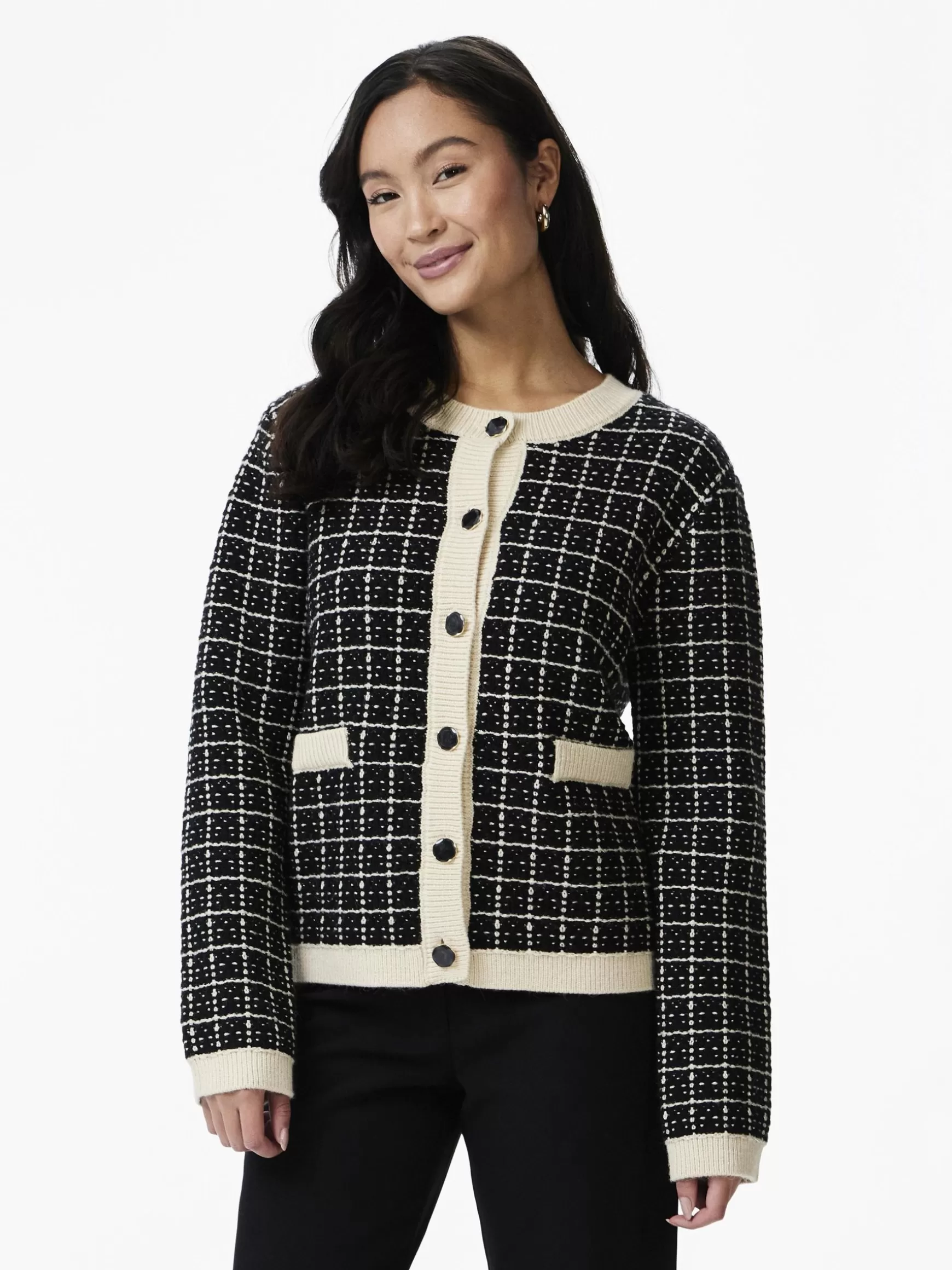 Fashion YAS LIVIA STRIKKET CARDIGAN Black