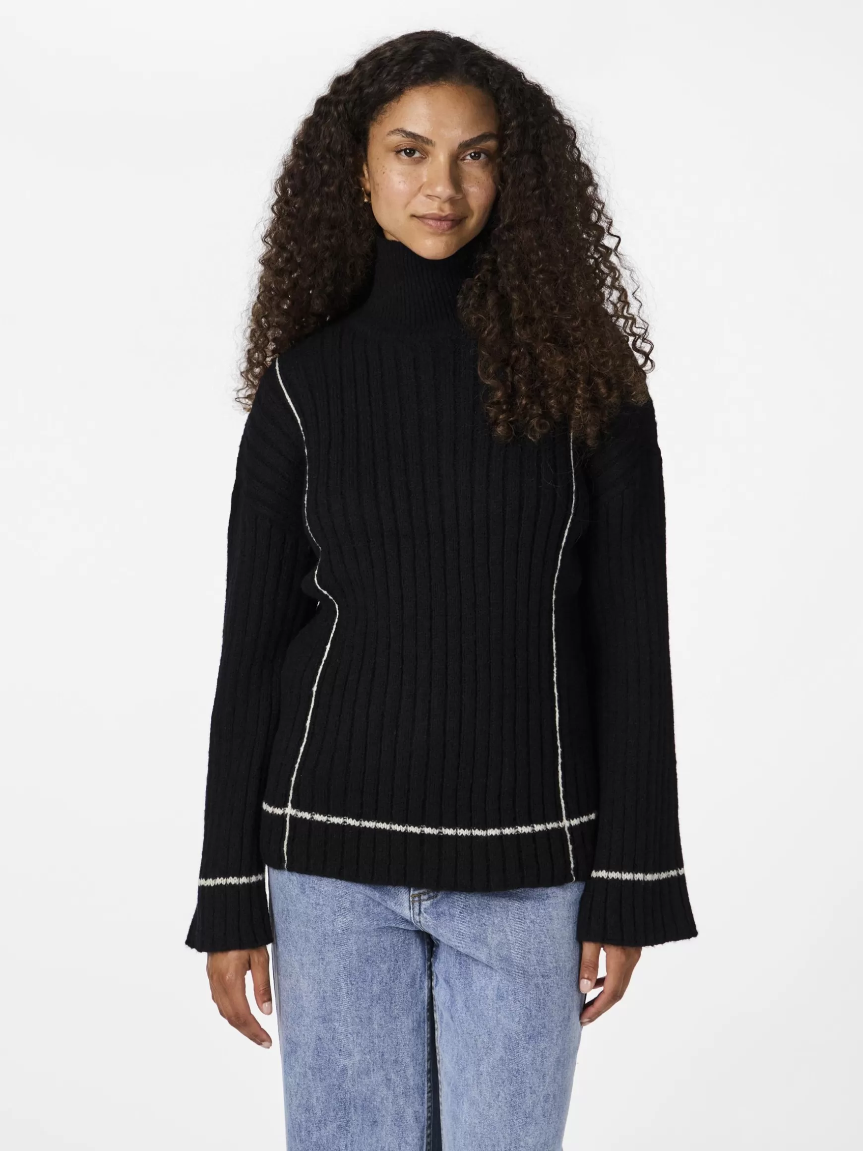 Outlet YAS MILLIE STRIKKET PULLOVER Black