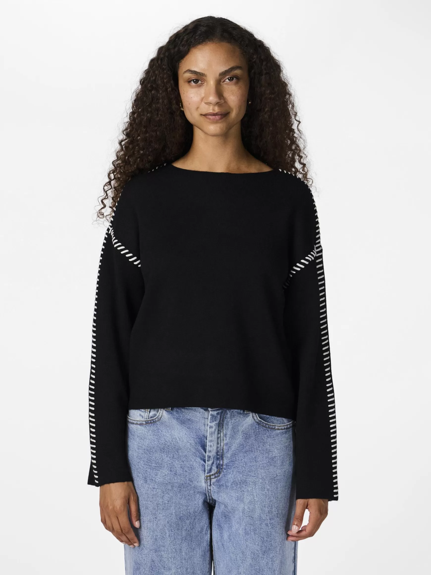 Best Sale YAS STITCHA STRIKKET PULLOVER Black